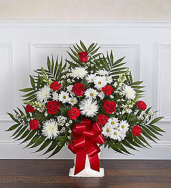 Heartfelt Tribute&amp;trade; Floor Basket- Red &amp;amp; White