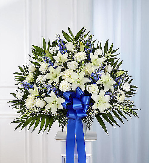 Heartfelt Sympathies&amp;trade; Standing Basket- Blue &amp;amp; White