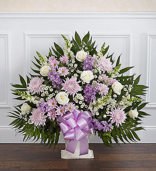 Heartfelt Tribute&amp;trade; Floor Basket- Lavender &amp;amp; White