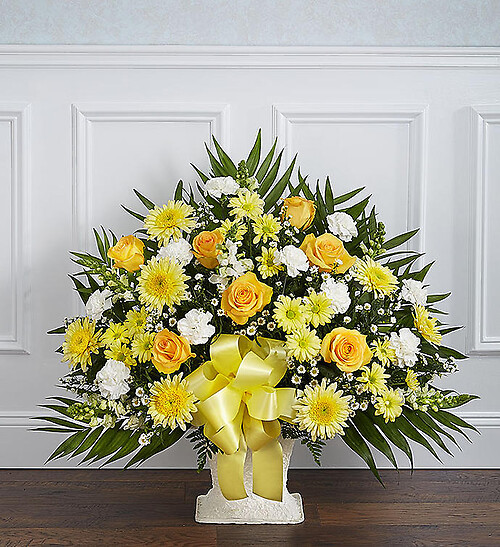 Heartfelt Tribute&amp;trade; Floor Basket- Yellow