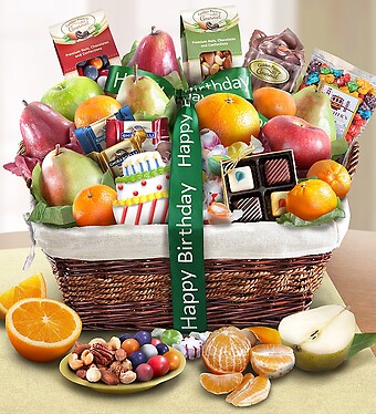 Happy Birthday Fruit &amp;amp; Sweets Gift Basket