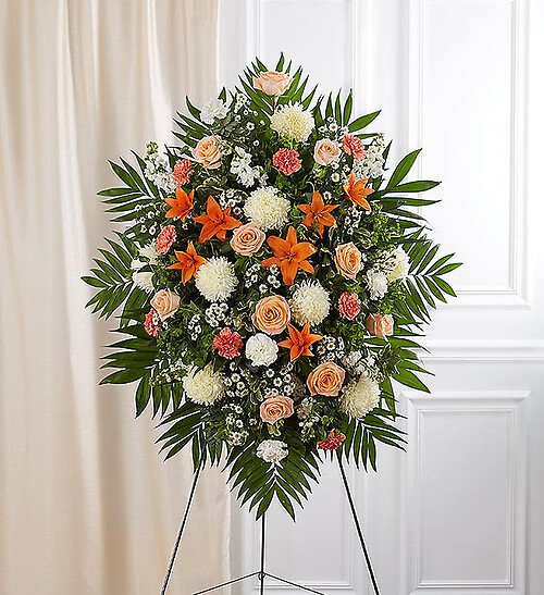 Peach, Orange &amp;amp; White Sympathy Standing Spray