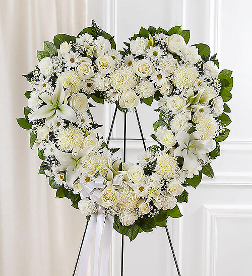 Always Remember&amp;trade; Floral Heart Tribute- White