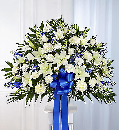 Heartfelt Sympathies&amp;trade; Standing Basket- Blue &amp;amp; White