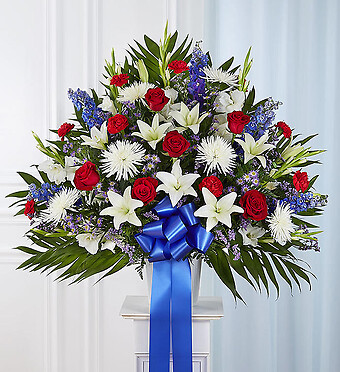 Heartfelt Sympathies&amp;trade; Standing Basket- Red, White &amp;amp; Bl