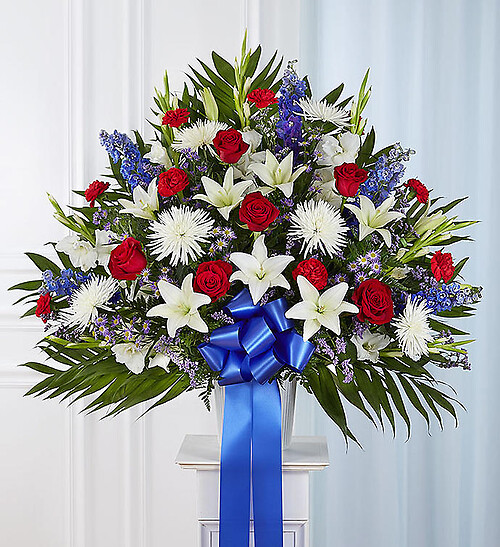 Heartfelt Sympathies&amp;trade; Standing Basket- Red, White &amp;amp; Bl